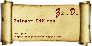 Zsingor Dénes névjegykártya